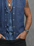 Utility Casual 100% Cotton Denim Vest