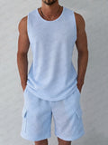 Athleisure Waffle Knit Tank Top Shorts Set