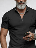 Casual Slim Fit Zipper Asymmetrical Hem T-Shirt