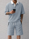 Active Contrast Color Polo and Shorts Sport Set