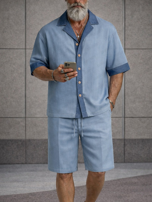 Essential Loose Color Block Shirt and Shorts Set