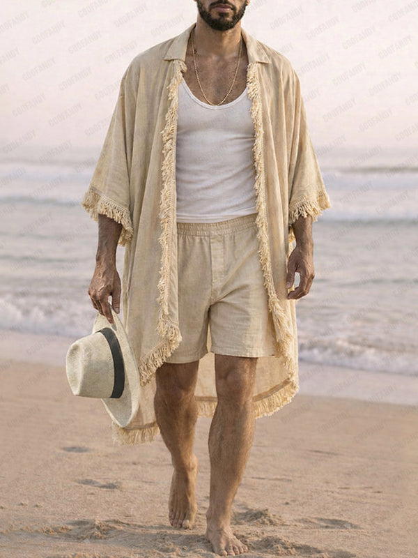 Natural Tassel Edge Cotton Vacation Matching Set