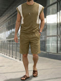 Athleisure Colorblock Tank Top and Shorts Set