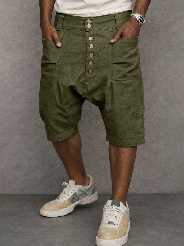 Casual 100% Cotton Drop Crotch Harem Shorts