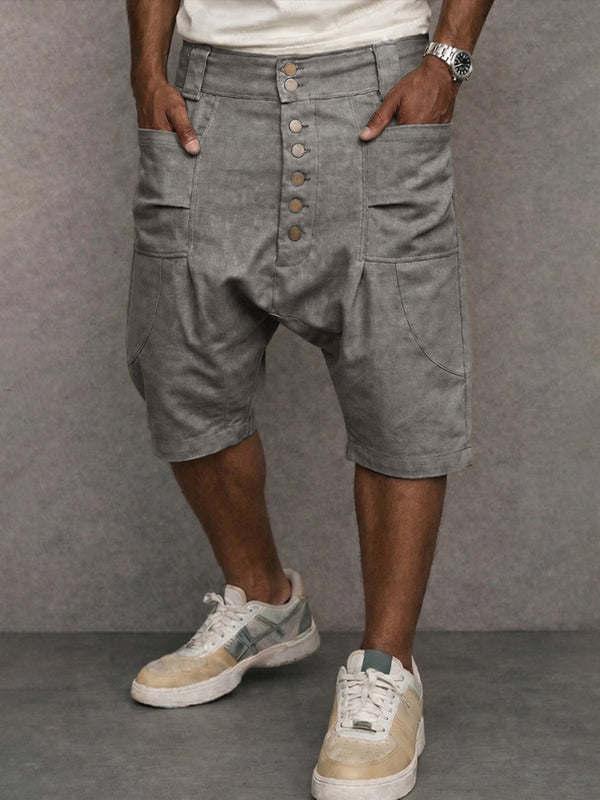 Casual 100% Cotton Drop Crotch Harem Shorts