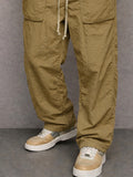 Lightweight Ribbed Trim Pockets Casual Pants
