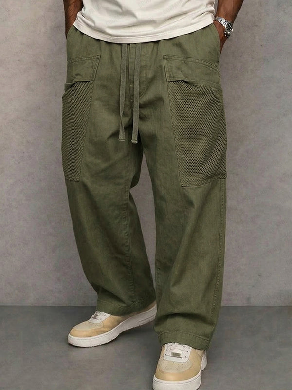 Durable Cotton Mesh Pocket Drawstring Cargo Pants