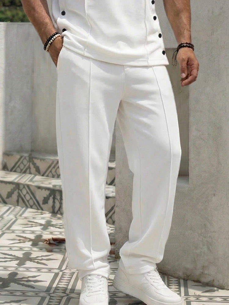 Urban Casual Button Accent T-Shirt Pants Set – COOFANDY