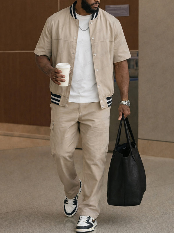 Casual Versatile Summer Shirt Jacket Pants Set