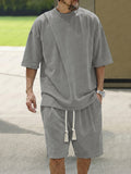 Casual Loose Fit Front Pleat T-Shirt Set
