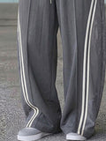 Breathable Mesh Panel Side Stripe Casual Pants