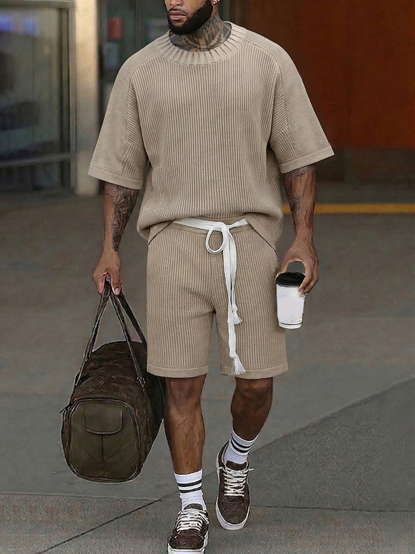 Effortless Summer Breathable Knit Shorts Set