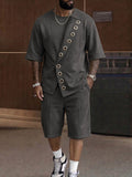 Unique Grommets Design T-Shirt Shorts Set
