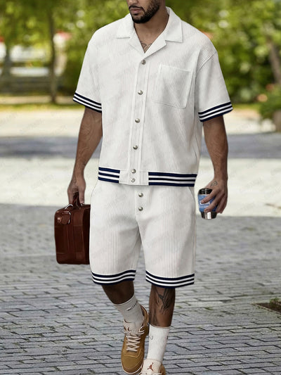 Men's Modern Vertical Rib Textured Summer Set – COOFANDY
