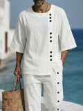 Comfy Summer Cotton Button Accent 2-Piece Set