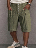 Unique 100% Cotton High Waist Button Shorts