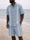 Vacation Lace Detail Cotton Shirt Shorts Set
