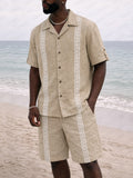 Vacation Lace Detail Cotton Shirt Shorts Set