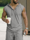 Casual Comfort Solid Hooded Tank Top Set