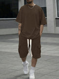 Athleisure Loose Fit Cargo Shorts Set