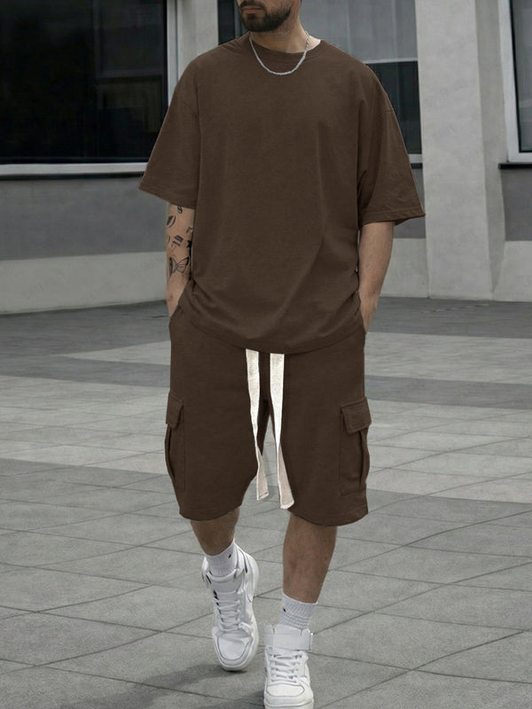 Athleisure Loose Fit Cargo Shorts Set