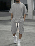 Athleisure Loose Fit Cargo Shorts Set