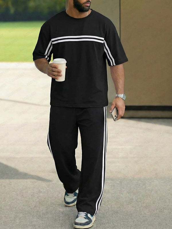 Versatile Comfort Relaxed Stripe Matching Set