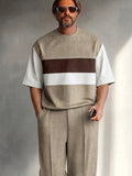 Modern Casual Color Block T-Shirt Pants Set