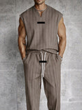 Modern Street Vertical Striped Tank Top Pants Set