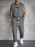 Modern Street Vertical Striped Tank Top Pants Set
