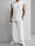 Unique Button Accents Tank Top and Pants Set