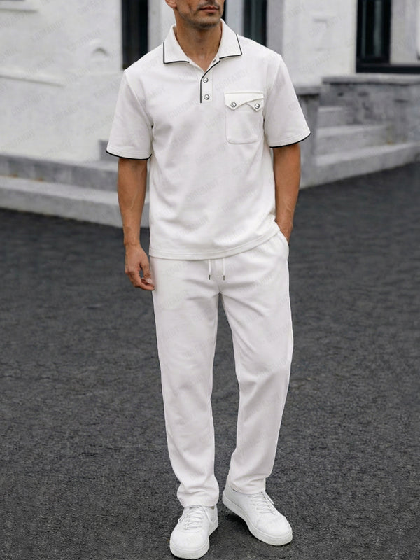 Smart Casual Contrast Trim Polo Shirt Set