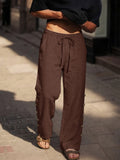 Casual Comfy Cotton Button Accent Pants