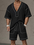 Leisure Loose Contrast Color Stitching Sports Set