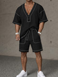 Leisure Loose Contrast Color Stitching Sports Set
