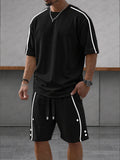 Athleisure Zipper Accent T-Shirt Shorts Set
