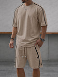 Athleisure Zipper Accent T-Shirt Shorts Set