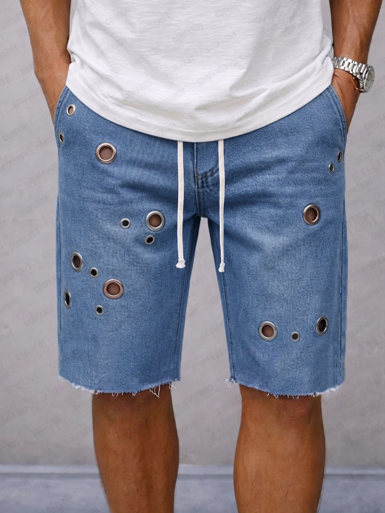 Fashion Distressed Drawstring Denim Shorts – COOFANDY