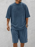 Casual Loose Curve Print T-Shirt Set