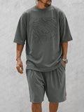 Casual Loose Curve Print T-Shirt Set