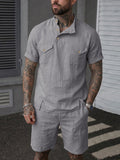Casual Relaxed Fit Fusion Shirt Shorts Set