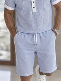 Modern Sleek Striped Shirt Shorts Set