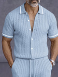 Comfort Contrast Trim Knit Shirt Shorts Set