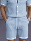 Comfort Contrast Trim Knit Shirt Shorts Set