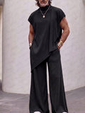 Minimalism Pit Stripe Sleeveless Matching Set