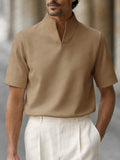 Urban Minimalist Stand Collar Short Sleeve Top
