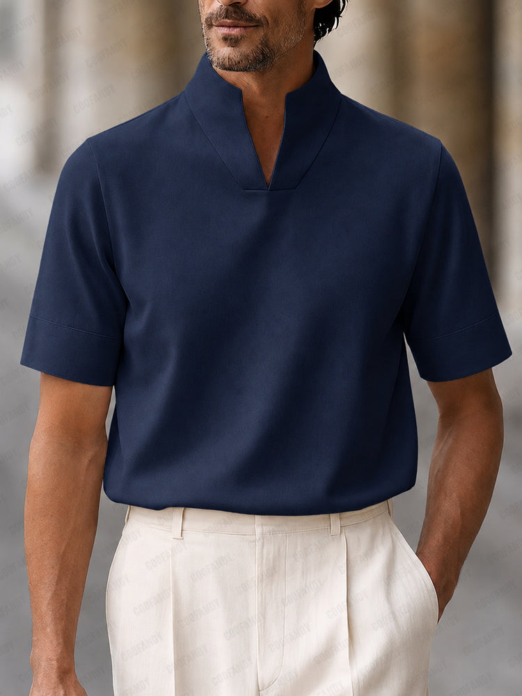Men's Urban Minimalist Stand Collar Short Sleeve Top – COOFANDY
