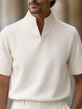 Urban Minimalist Stand Collar Short Sleeve Top