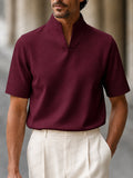 Urban Minimalist Stand Collar Short Sleeve Top