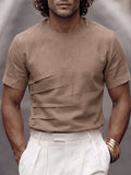 Stylish Shoulder Zipper Pleated Design T-Shirt